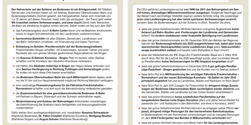 Für eine bessere Bahn am See